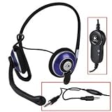 Logitech ClearChat Style Behind-the-Head Stereo Headphones w/Boom Microphone, Volume Control & 3.5mm Jacks (Black/Blue)