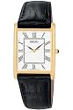 Seiko Men's Dress Black Leather Strap Watch #SNF672