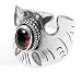Sterling Silver Gothic Bat Garnet Armor Ring (Size 5,6,7,8)