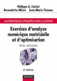 Exercices d anlyse numérique matricielle et d optimisation avec solutions