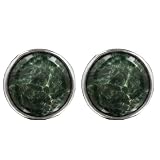 Seraphinite Round Clip Studs Earrings Set in .925 Sterling Silver on Sale