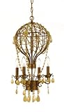 AF Lighting 7740-4H Tuscan Candle Base Mini Chandelier, Antique Gold, Frosted Amber Glass Accents