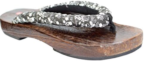 PEPUJP Adult Japan Cosplay Flip Flops Japanese Style Wooden Geta Sandals 41 Black