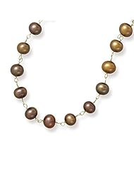 7 Inch 14k Yellow Gold 9-10mm Brown Cultured Freshwater Pearl Bracelet