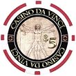 Roll of 25 Leonardo Da Vinci Masterworks 11.5 gram Red $5 Denominated Clay Composite Poker Chips