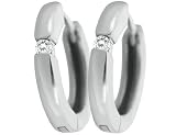 Diamond Huggie Hoop Earrings in 14K White Gold