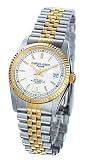 Charles Hubert Paris - Men's Premium Two-tone 14kt Gold-plated Traditional Watch w/Date and Off-White Color Dial