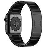 ZDTech Apple Watch Band, Stainless Steel Link Bracelet Replacement Band with Butterfly Closure for Apple Watch All Models - 42mm - Black
