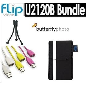 Pure Digital Flip Video UltraHD U2120B 120 Min Digital Camcorder Black With Free Accessory Kit Includes Original Flip Soft Case + Flip Video HDMI Cables + Mini Tripod
