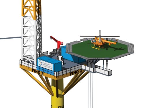 Kartonmodell FINO3 Offshore-Forschungsplattform in der Nordsee