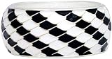 Silver Black White Textured Bracelet Fashion Jewelry