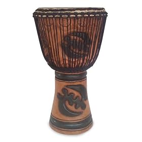 Wood djembe drum, 'God is Supreme'
