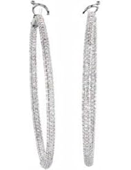 14K White Gold Diamond Inside/Outside Hoop Earrings - 3.87 Ct. -- LIFETIME WARRANTY