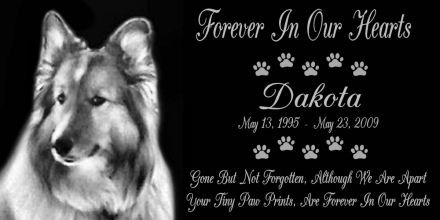 12 x 6 Lazer Gifts Personalized Black Granite Pet Memorial Marker Style Dakota