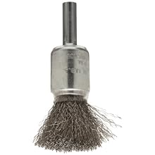 Weiler Wire End Brush, Coated Cup, Round Shank, Stainless Steel 302, Crimped Wire