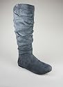 Gathered Suede Round Toe Boot