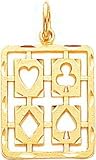 10K Gold Club Spade Heart Diamond Playing Card Charm