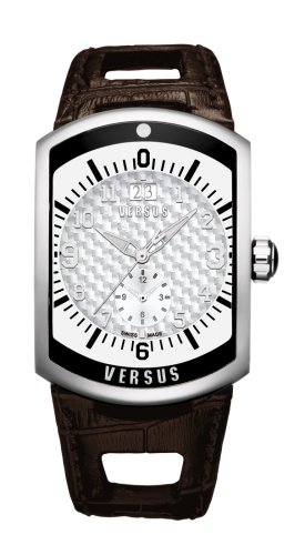 Versus By Versace Gents 'Time Zone' Leather Strap Watch