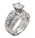 Sterling Silver Wedding Band Set With 6 Mm Cubic Zirconia