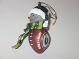 GREEN BAY PACKERS 2.75 Striped Snowman with Scarf Touchdown Football CHRISTMAS ORNAMENT