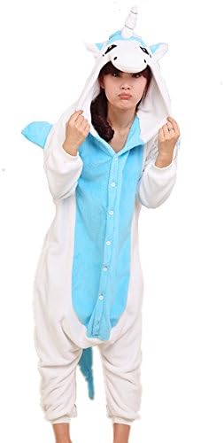 Unisex Plush Animal Onesies Pajamas Cosplay Unicorn Cosplay Size XL Blue