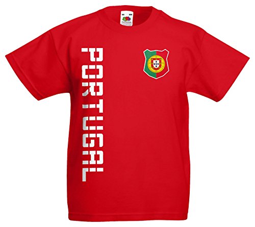 Portugal EM 2016 Kinder T-Shirt Trikot Name Nummer (Rot, 116)