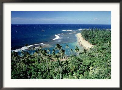 Kee-E Beach, Na-Pali Coast, Kauai, Hawaii Framed Photographic Poster Print by Martin Fox, 36x26