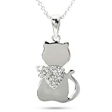 CZ Cat w/ Bandana Sterling Silver Necklace