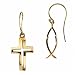 Stylish Cross-Fish Yellow Gold Earrings