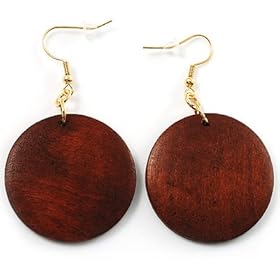 Boho Round Wood Drop Earrings