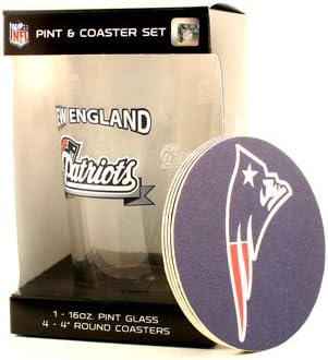 NFL Pint Glass & Coaster Set (New England Patriots)