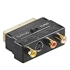 Scart Adapter f�r Composite und S-Video - �bertr�gt Audio und Video - ideal f�r R�hren Tv, Receiver, Kamera, Beamer + vergoldete Anschl�sse + Richtungsschalter