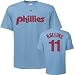 Jimmy Rollins Majestic Cooperstown Name and Number Light Blue Philadelphia Phillies T-Shirt - Medium