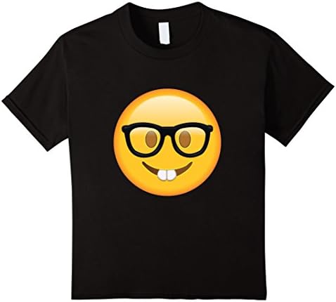 Kids Nerd Glasses Buckteeth Emoji T Shirt 8 Black