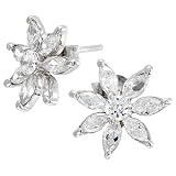 CZ Flower Sterling Silver Earrings