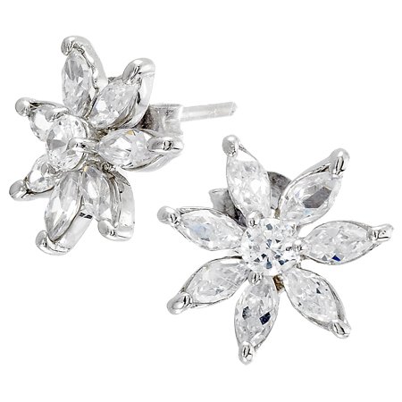 CZ Flower Sterling Silver Earrings