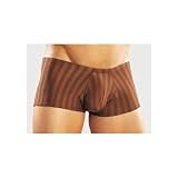 1st Fantasies Male Power Stretch Brown Shadow Stripe Bong Pouch Front Mini Short