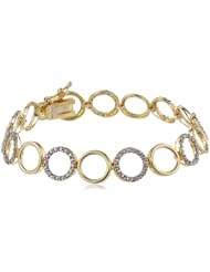 Goldtone Finish Silver Diamond-Accent Circle Link Bracelet