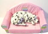 Plueschsofa ausklappbar Rosa/Streifen #5121