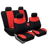 FH-FB056114 Modern Flat Cloth Car Seat Covers Red / Black Color