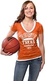 Texas Longhorns Women's Texas Orange Side Stripe Jersey Burnout V-neck T-Shirt