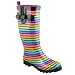 Capelli New York Shiny Fun Stripes Printed Ladies Rubber Rain Boot