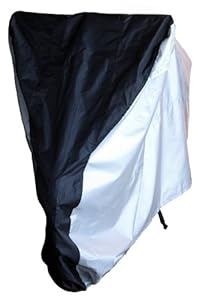 4MyCycle Bike Cover 210T (Extra Heavy Duty) Size Large - Bicycle Cover - Bike Storage Cover - Bike Cover - Bike Covers for Rain - Sport Bike Cover - Bicycle Cover Outdoor - Suits Adult Sized Mountain Road and Cruiser Bikes - Black & Silver