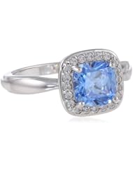 Myia Passiello "Cushion" Cut Fancy Blue Swarovski Zirconia Halo Ring