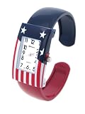 Geneva Platinum American Flag Fashion Bangle Women's Watch