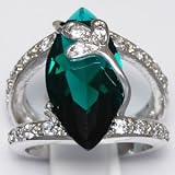 925 Sterling Silver Ring with inlaid Clear/Emerald CZ - Size 5-10