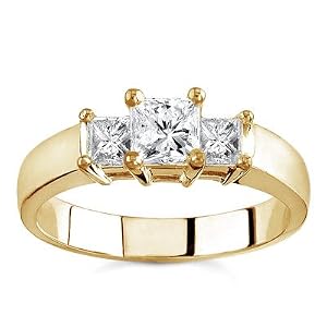 18k Yellow Gold Three-Stone Princess-Cut Diamond Ring (G/VS2, 1 ct. tw.)