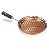 Outset QN77 Copper Nonstick Grill Skillet with Removable Soft-Grip Handle by