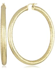 1AR by UnoAerre 18KT Gold Plated 4.5 X 60 Textured Hoop Earrings