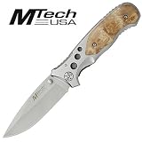 M-Tech Folding Knife Silver Wood